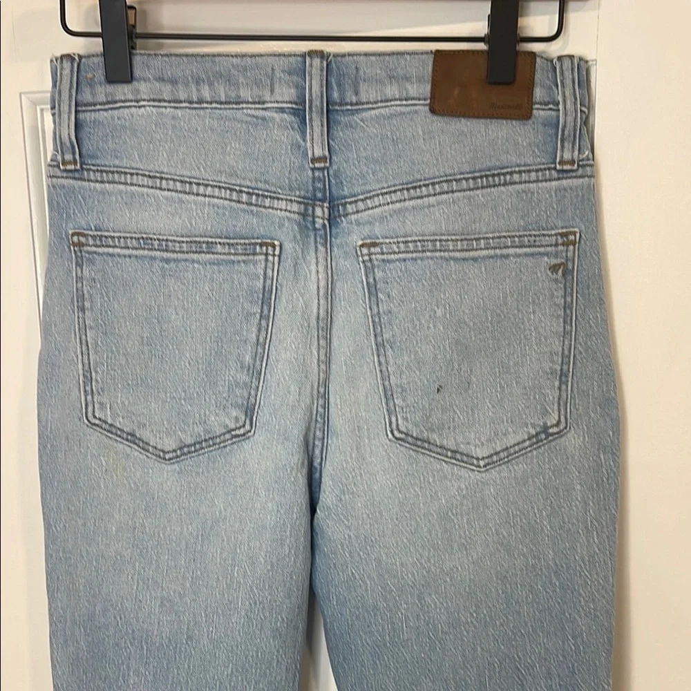 Madewell High-Rise Slim Crop Boyjean Light Wash Distressed Denim Jeans Size 24